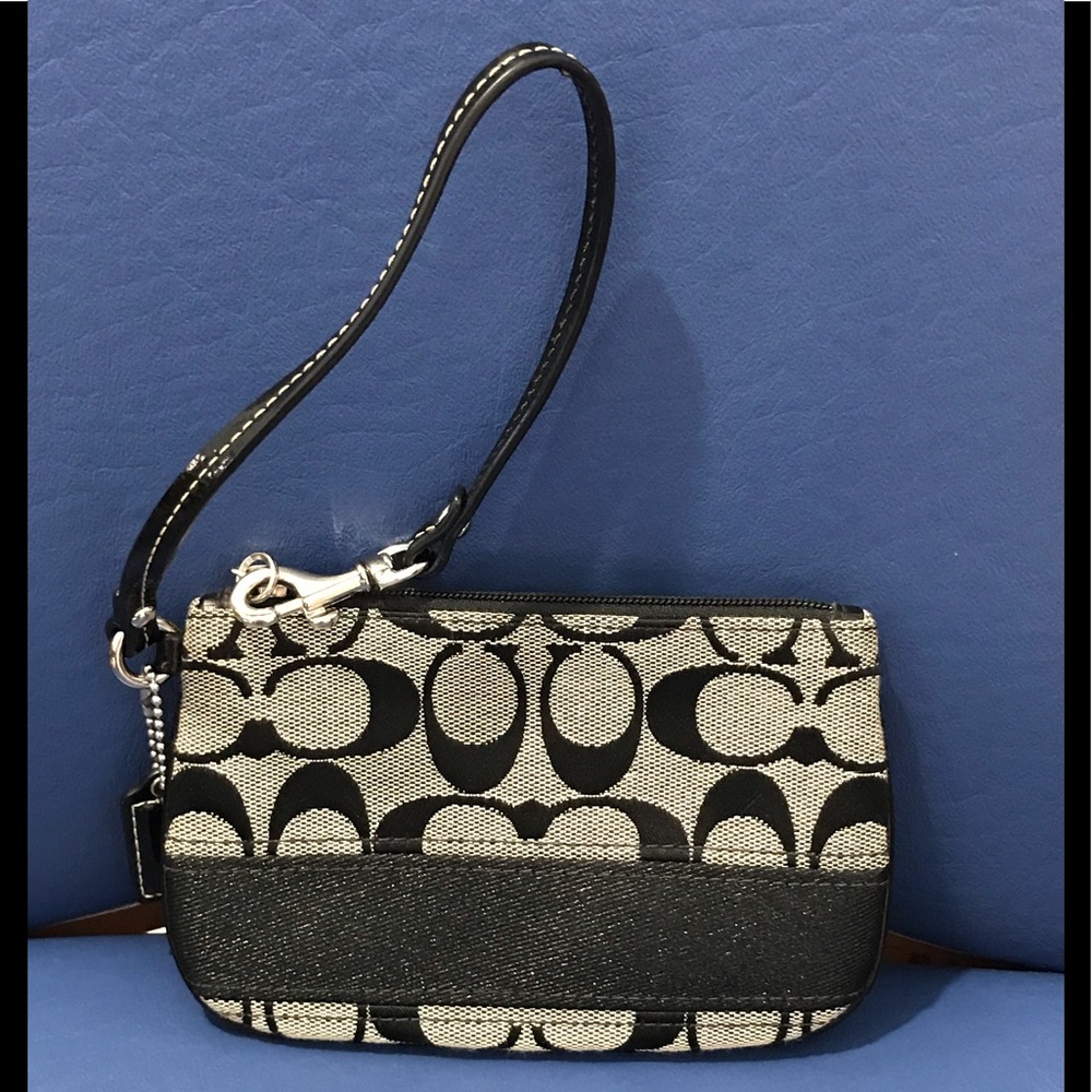 Coach black signature wristlet